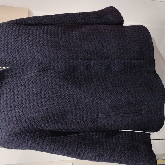 Talbots navy blue cotton basket weave coat. NWT. Size 12 - Picture 2 of 12